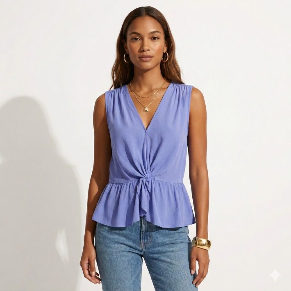 Velvet by Graham & Spencer Adali Wrap Top Bramble Purple Viscose Blouse S